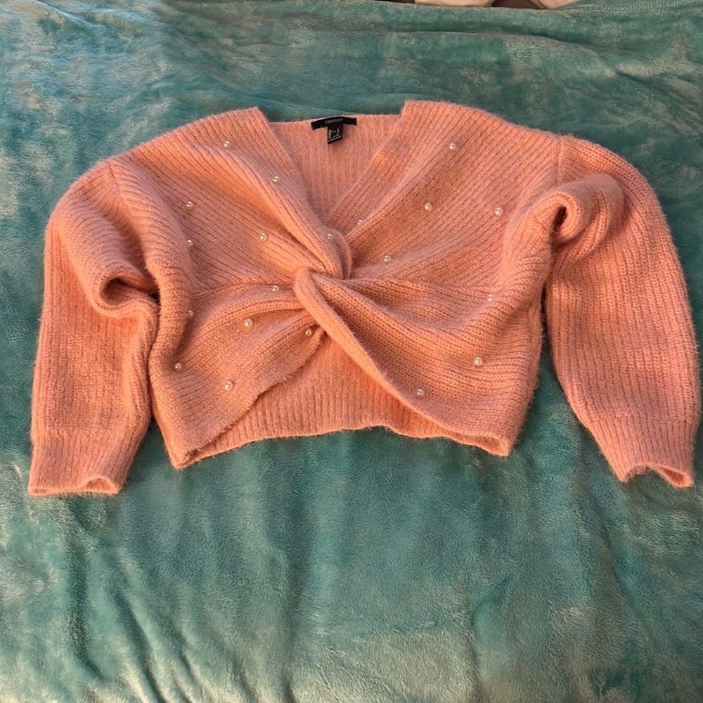 Forever 21 pink beaded sweater